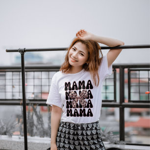 Leopard Print Mama Coquette Cheetah Bow Trendy Mam Tri-Blend Shirt