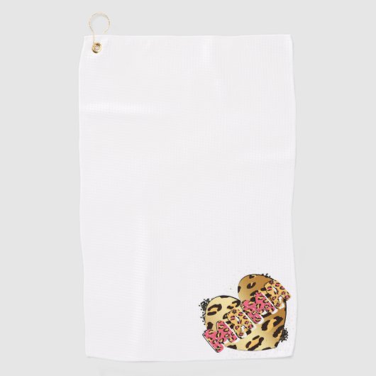 Leopard Print Mama Heart Golf Handtuch (Vorderseite)