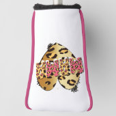 Leopard Print Mama Heart Golf Head Cover Headcover (Rotieren 90)