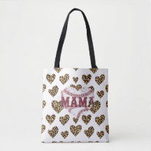 Leopard Print Mama Heart Tote Bag | Trendy Animal