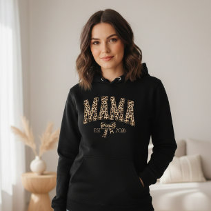 Leopard Print Mama Varsity Weibliches Ästhetik Hoodie