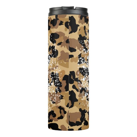 Leopard Print Messy Bun #Momlife Thermosbecher (Rückseite)