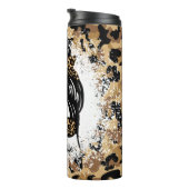 Leopard Print Messy Bun #Momlife Thermosbecher (Nach rechts gedreht)