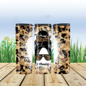 Leopard Print Messy Bun #Momlife Thermosbecher