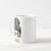 Leopard Print Messy Hair Bun Mom Kaffeetasse (Vorderseite Links)