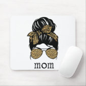 Leopard Print Messy Hair Bun Mom Mousepad (Mit Mouse)