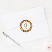 Leopard Print Mit Monogramm Runder Aufkleber (Umschlag)