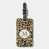 Leopard Print Mit Monogramm Single Initial Gepäckanhänger (Vorderseite vertikal)