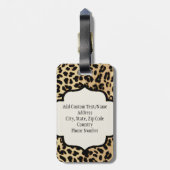 Leopard Print Mit Monogramm Single Initial Gepäckanhänger (Rückseite vertikal)