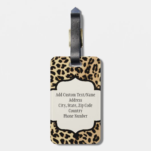 Leopard Print Mit Monogramm Single Initial Gepäckanhänger (Rückseite vertikal)