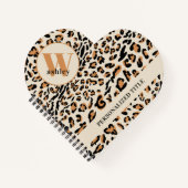 Leopard Print Modern Mit Monogramm Heart Shaped Notizblock (Vorderseite)