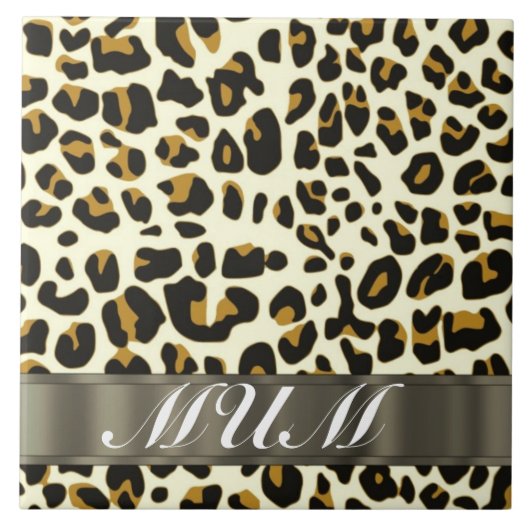 Leopard Print Mom Text Fliese (Vorderseite)