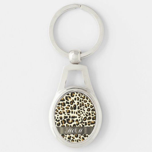 Leopard Print Mom Text Schlüsselanhänger (Vorderseite)