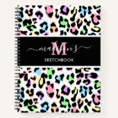 Leopard Print Monogram Artist Sketchbook Notizblock (Vorderseite)