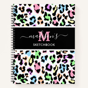 Leopard Print Monogram Artist Sketchbook Notizblock