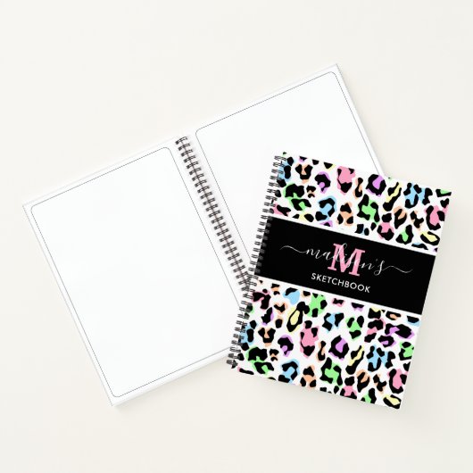 Leopard Print Monogram Artist Sketchbook Notizblock (Innenseite)