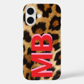 Leopard Print Monogram Case-Mate iPhone Hülle (Rückseite)