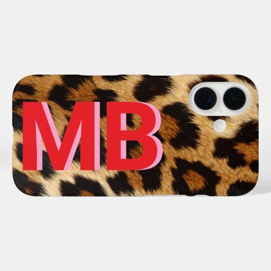 Leopard Print Monogram Case-Mate iPhone Hülle (Rückseite (Horizontal))