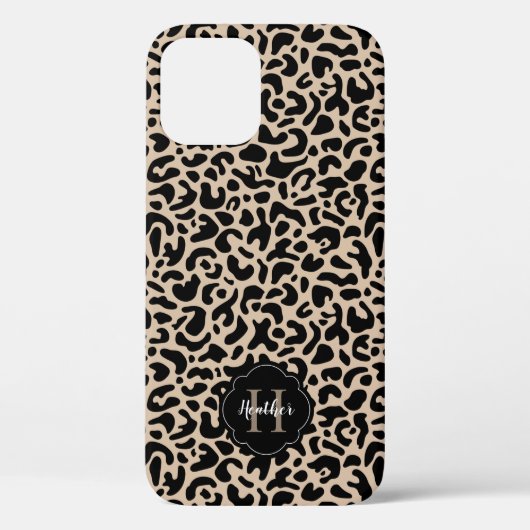 Leopard Print Monogram Case-Mate iPhone Hülle (Rückseite)