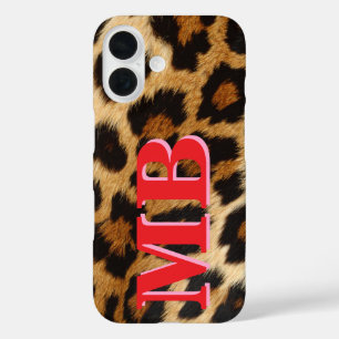 Leopard Print Monogram iPhone 16 Hülle