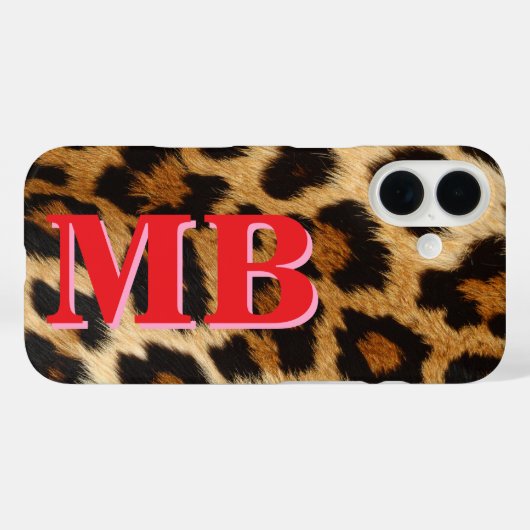 Leopard Print Monogram Case-Mate iPhone Hülle (Rückseite (Horizontal))