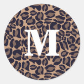 Leopard Print Monogram Classic Dschungel Party Runder Aufkleber (Vorderseite)