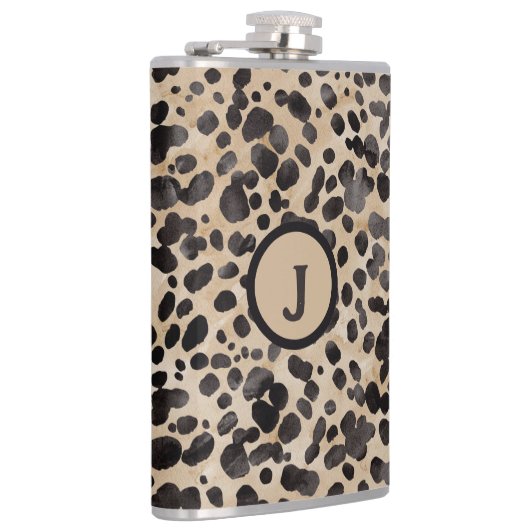 Leopard Print Monogram Flachmann (Rechts)