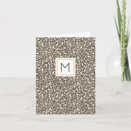 Leopard Print Monogram INITIAL Chic Stationary Karte (Vorderseite)
