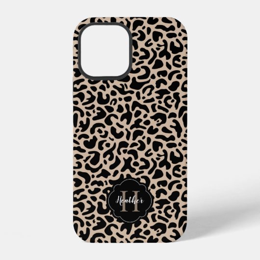 Leopard Print Monogram iPhone Hülle (Rückseite)