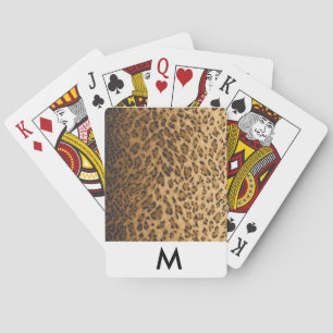 Leopard Print monogram M initials Playing Cards Spielkarten