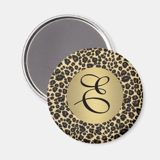 Leopard Print Monogram Magnet (Vorderseite/Rückseite)
