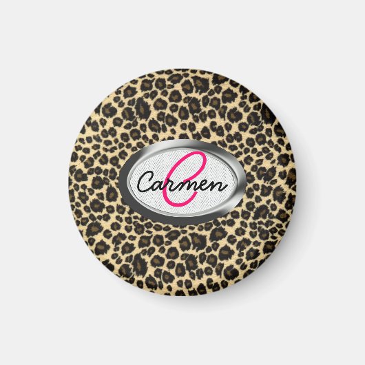 Leopard Print Monogram Magnet (Vorne)