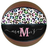 Leopard Print Monogram Name Girl Basketball (Vorderseite)