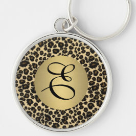 Leopard Print Monogram Schlüsselanhänger
