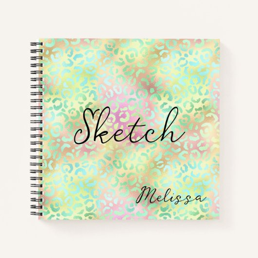 Leopard Print Monogram Sketchbook Notizblock (Vorderseite)
