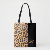 Leopard Print Monogram Stilvoll Personalisiert Tasche (Vorderseite)