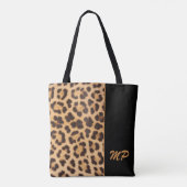 Leopard Print Monogram Stilvoll Personalisiert Tasche (Rückseite)