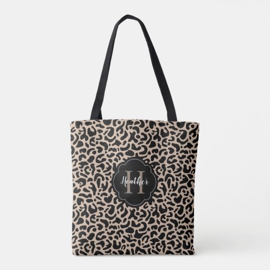 Leopard Print Monogram Totbeutel Tasche (Rückseite)