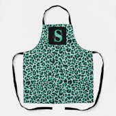 Leopard Print Monogram Trendy Aquamarin Blue Schür Schürze (Vorderseite)