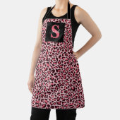 Leopard Print Monogram Trendy Hot Pink Schürze (InSitu)