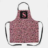 Leopard Print Monogram Trendy Hot Pink Schürze (Vorderseite)