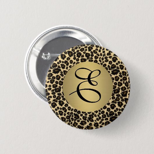 Leopard Print Monogramm Button (Vorne & Hinten)