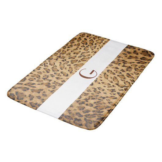 Leopard Print Monogramm Initiale G Home Teppich od Badematte (Schrägansicht)