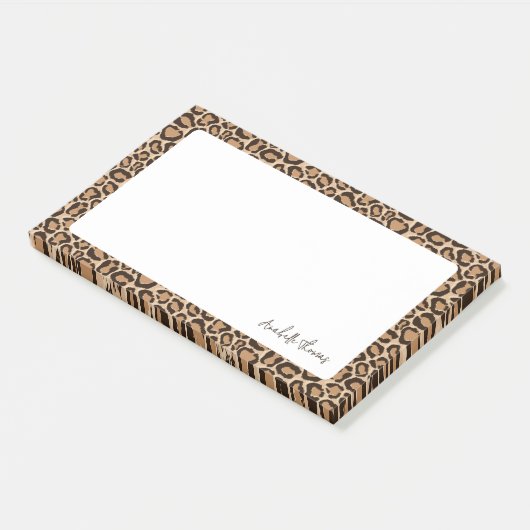 Leopard Print Monogrammed Post-it Klebezettel (angewinkelt)