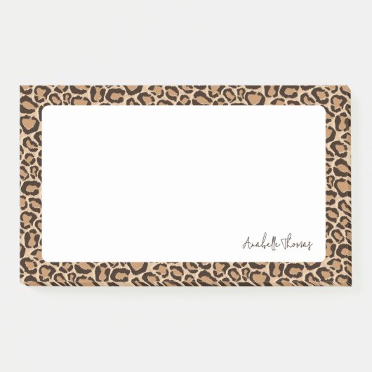Leopard Print Monogrammed Post-it Klebezettel (Vorderseite)