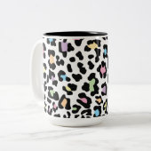 Leopard Print Multi Colors Zweifarbige Tasse (Vorderseite Links)