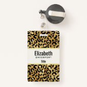 Leopard Print Muster in Gold und Schwarz Ausweis (Rückseite mit Rechteck)