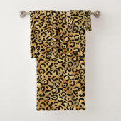 Leopard Print Muster in Gold und Schwarz Badhandtuch Set (Insitu)
