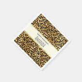 Leopard Print Muster in Gold und Schwarz Geburtsta Serviette (Ecke)