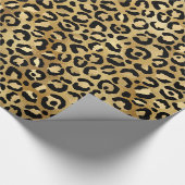 Leopard Print Muster in Gold und Schwarz Geschenkpapier (Ecke)
